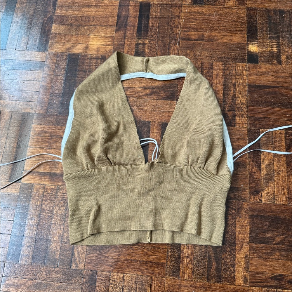 Brown Halter Knit Top